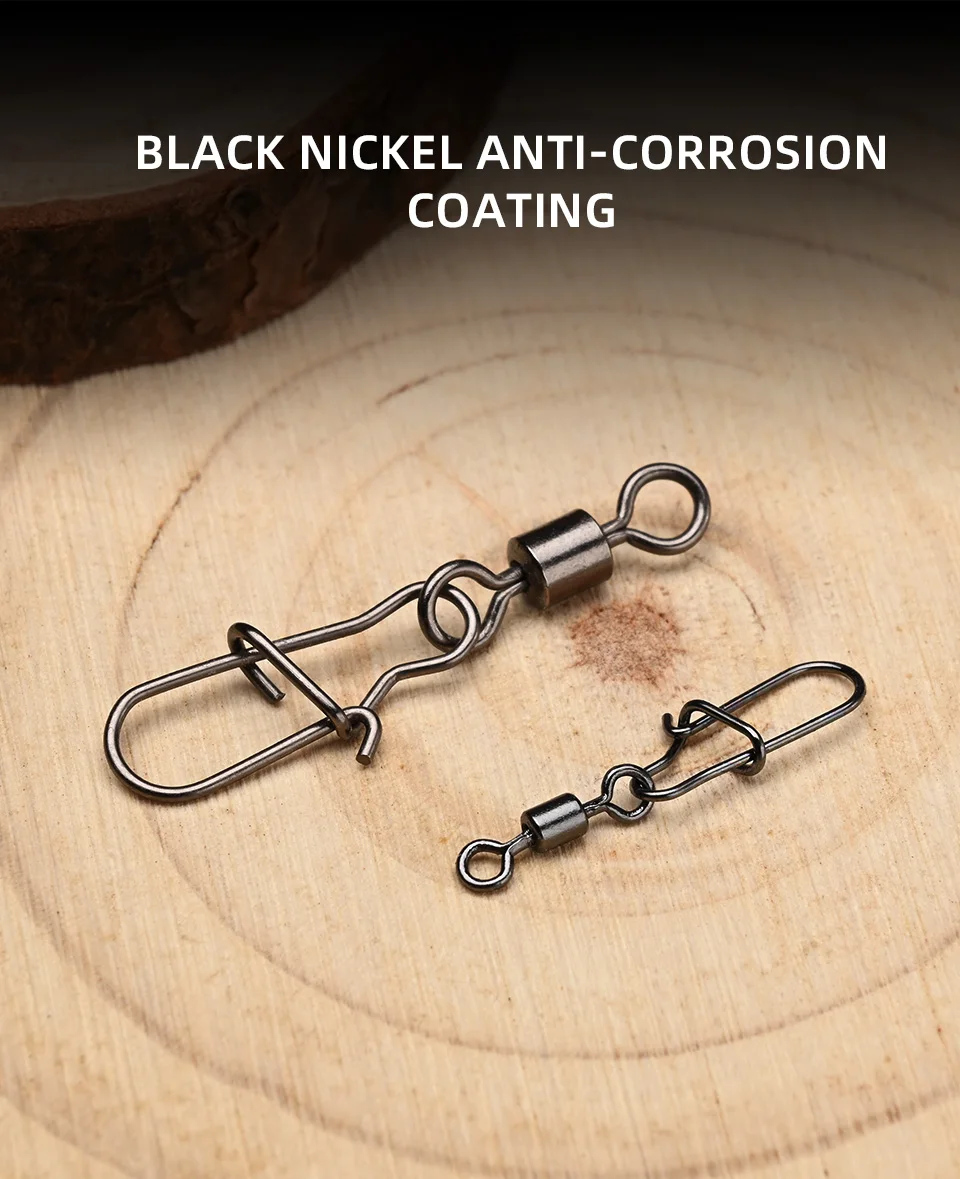 BLUX 50 Stück Lock Snap mit Superline Wirbel Edelstahl-Köderschlaufe Schnellwechsel-Angelklammern Schnelle Geschwindigkeit Anschlussklemme – Detail 4