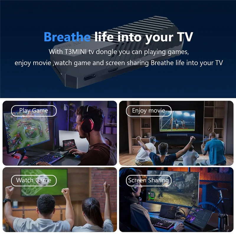 Reliablet3mini Smart TV Stick Android 10 Suporte 4K 3D HD 2.4G Wifi Smart TV Box H.265 1080P Video Media Player Set Top Box Plas