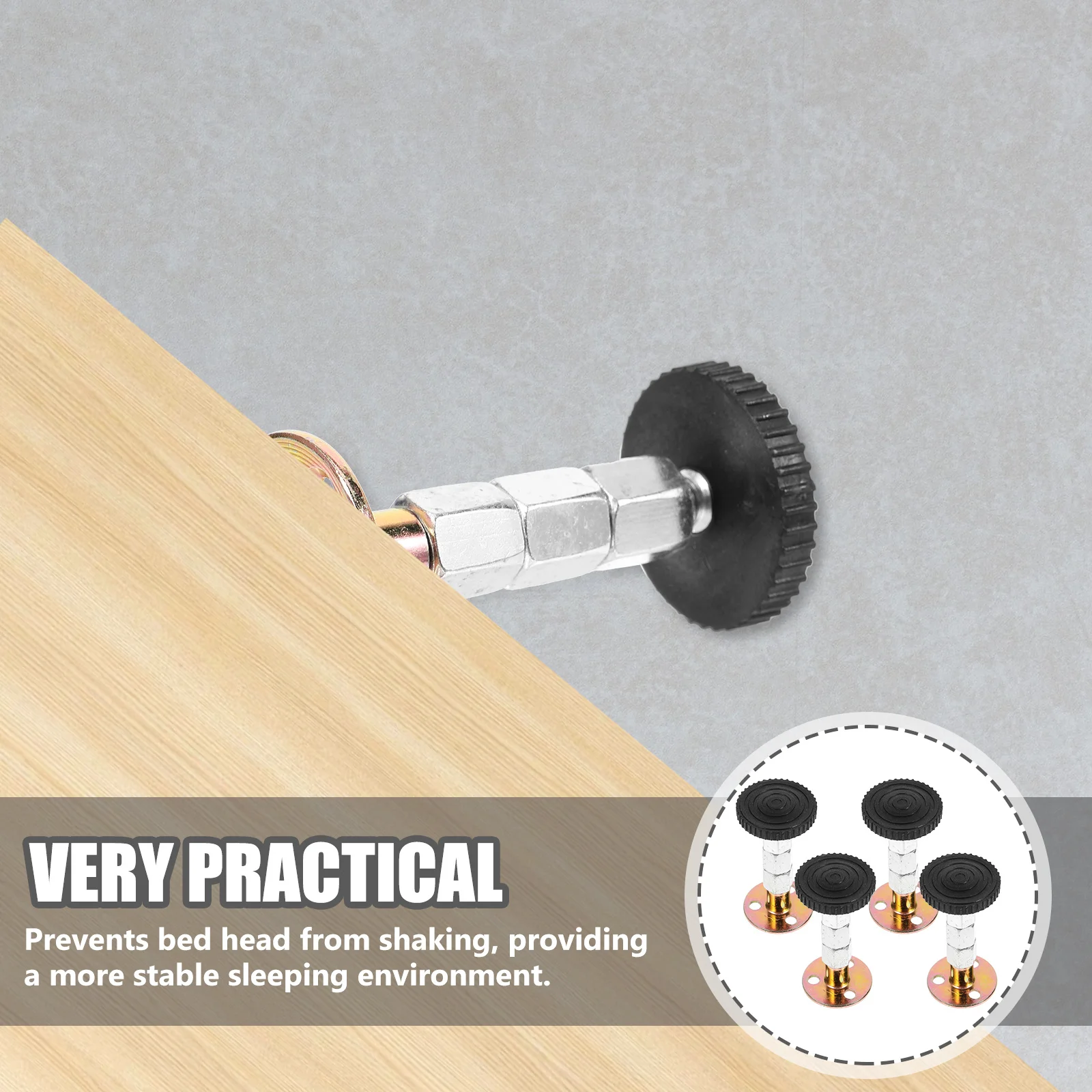 

4Pcs Bed Stoppers Headboard Bracket Stable Sleep Environment Anti-Collision Shockproof Bed Frame Support Wall Spacer