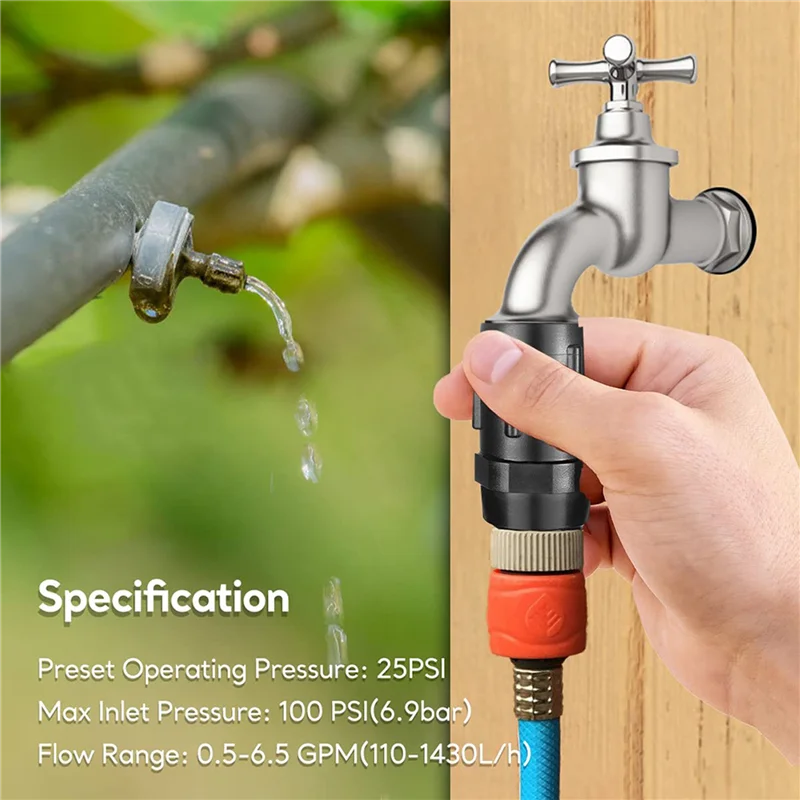 

A04G-Drip Irrigation Pressure Regulator 25 PSI 3/4 Inch Hose Thread Drip Irrigation Pressure Reducer - 4 Pack