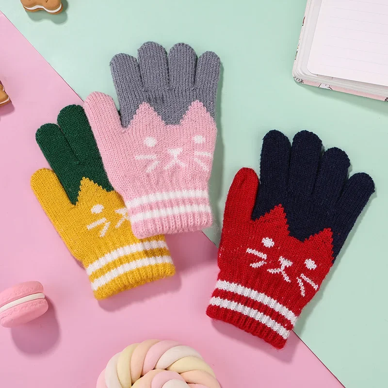 Winter-Baby-Handschuhe, niedlicher Cartoon-Tierdruck, Vollfinger-Handschuhe für Kleinkinder, Kinder, kältebeständige Fäustlinge im Freien