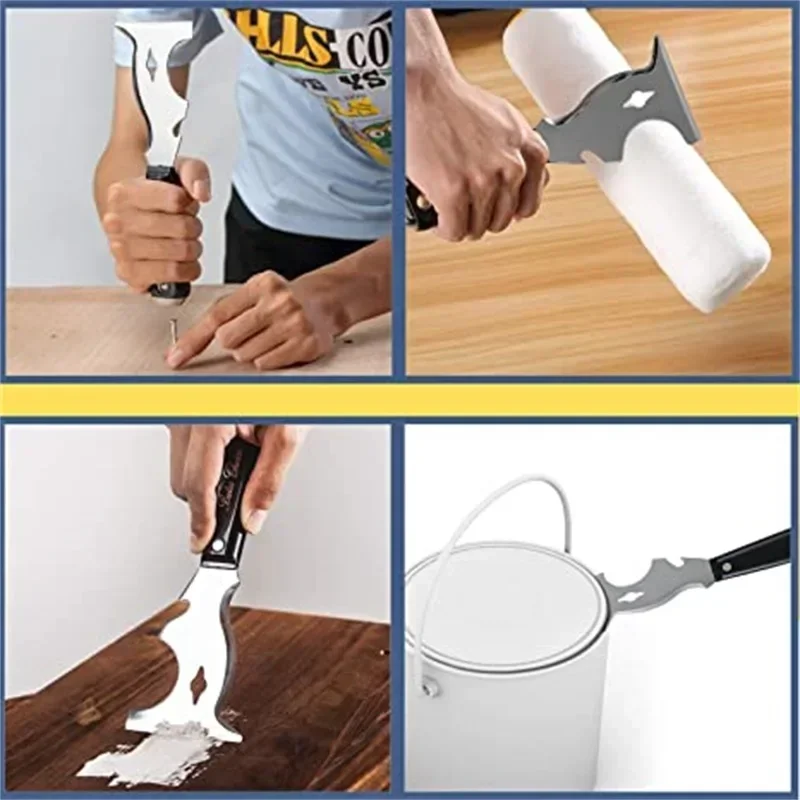 Raschietto per mastice per vernice in acciaio inossidabile 9 in 1 Pala per pulizia calafataggio Strumento per rimozione mastice Coltello Pittore per raschietto per carta da parati in legno