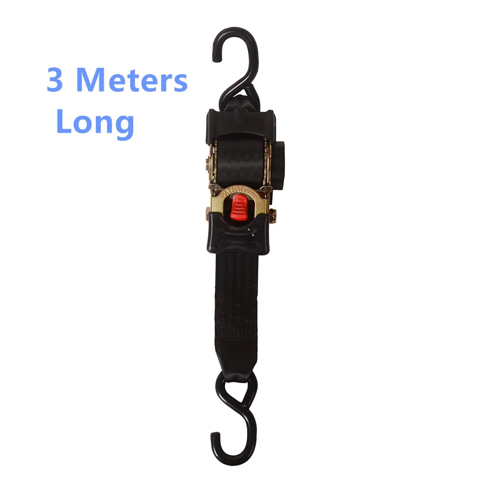 Universal Tools Tie Down Belts widen With Automatic Rollup Auto Retractable Easy To Carry Ratchet Tie Down Strap Two S-hooks