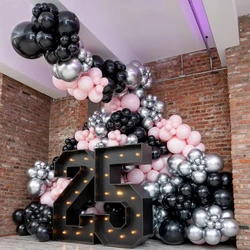 171pcs/Set Pink Silver Black Balloons Garland Arch Kit Wedding Birthday Party Backdrop Decoration Baby Shower Annivesary Globos