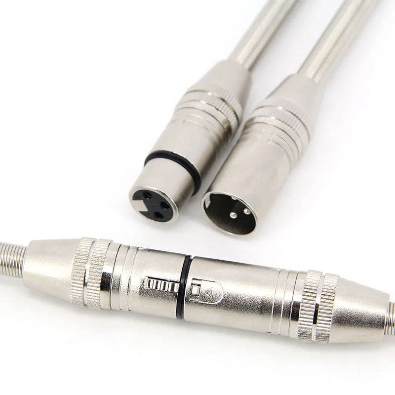 3-pin card smashing pin male female head XLR long balanced sound box microphone connector plug with spring M20