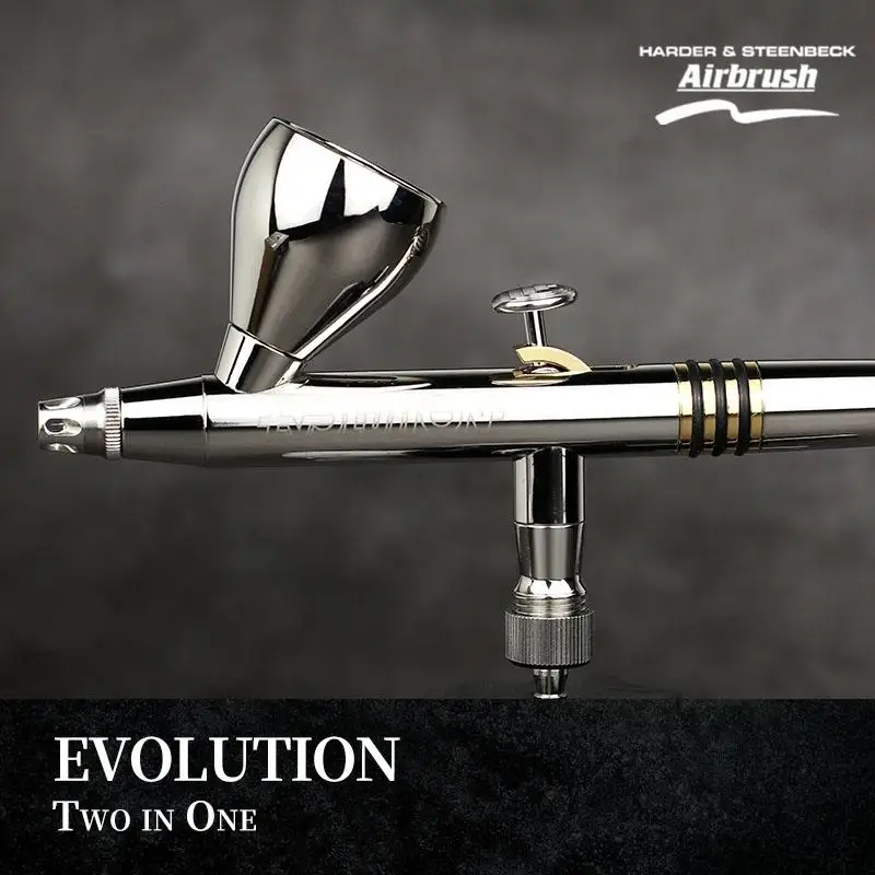 Harder & Steenbeck Aerografo Airbrush 123003 EVOLUTION Two in One 0.2mm+0.4mm 2ml+5ml Assembly Model Tools