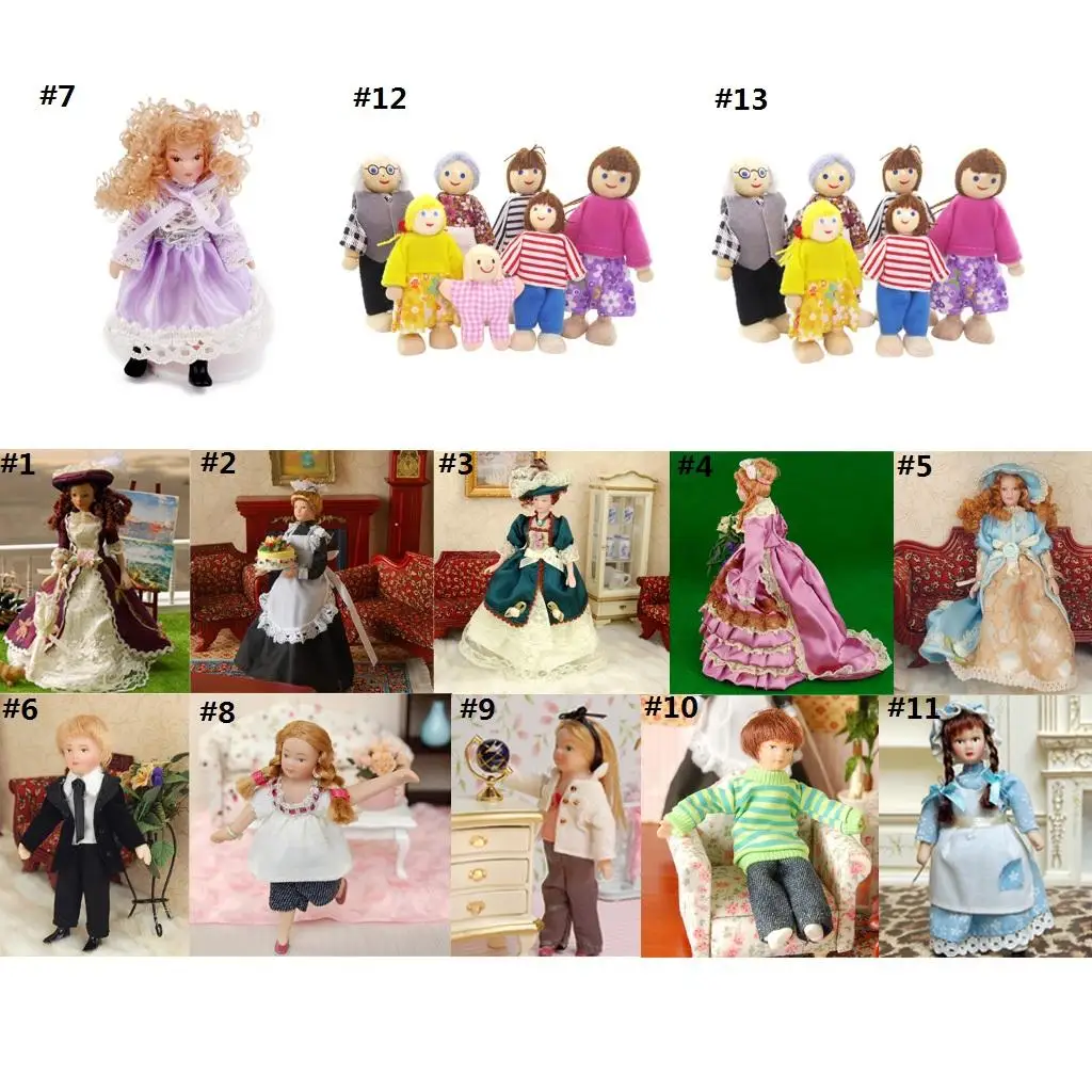 Set mit 7 Holzfiguren, 1:1-Mitglieder, Puppenset, Figuren, Spielset