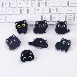 7 pcs Cute cartoon black cat clip acrylic double-sided high-definition pattern paper clip stationery supplies