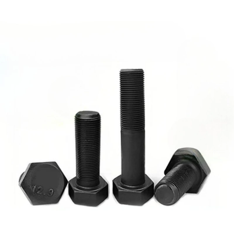 2~20pcs M8 M10 M12 M14 M16 Grade 12.9 High Strength Black Carbon Steel Fine Teeth Thread External Hexagon Head Screw Bolt