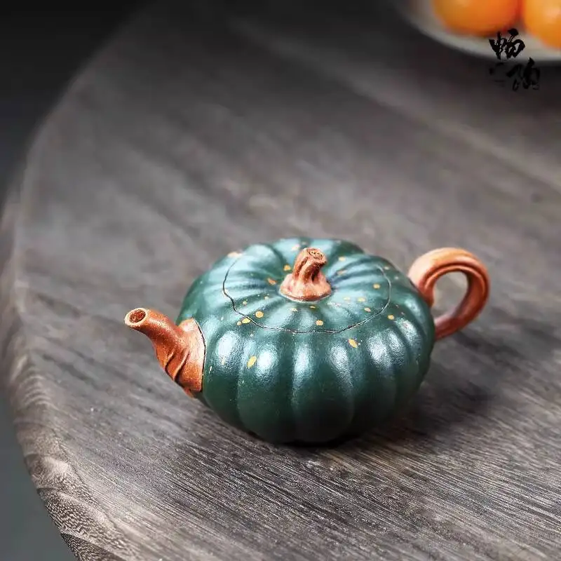 [Chang Tao] Yixing Purple Teapot Li Xianquan Handmade Bionic Pot Green Clay Powder Pumpkin 120Cc