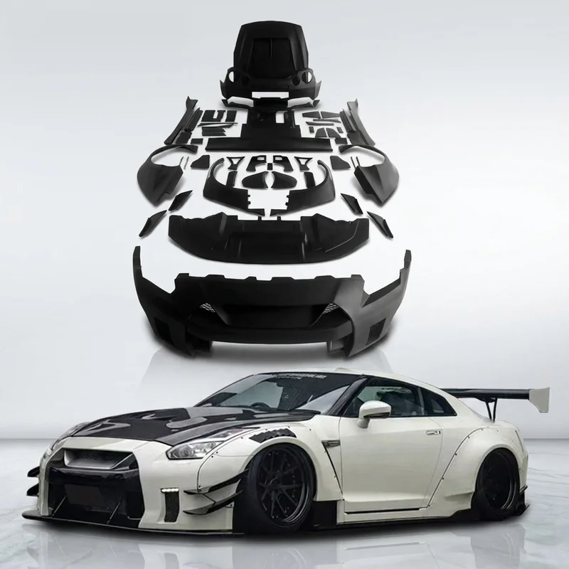 High Quality LB2 Wide Style Body Kit Fit for GTR Front Rear Bumper Hood Side Skirts Fenders Grills Auto Accessories