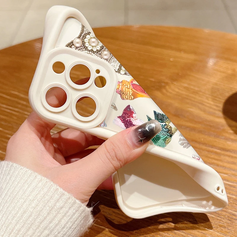 حافظة هاتف من البولي يوريثان لهاتف آيفون 17 16e 15 16 Pro Max 14 16 Plus لهاتف آيفون إير 13 12 Pro Max 11 غطاء سيليكون مطبوع عليه الكائنات البحرية