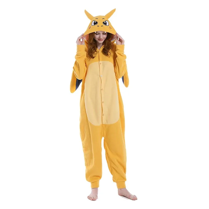 A 002 Bear House النساء نيسيي Charizard الكرتون Kigurumi منامة تأثيري حلي الكبار الصوف Homewear مضحك واحد P جديد 2025 I8I9
