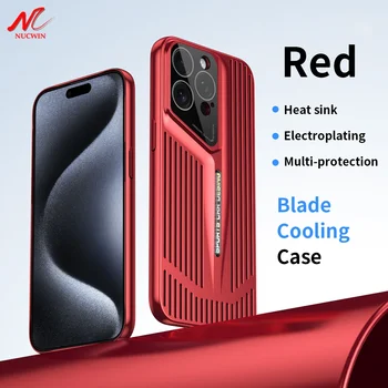 ユニークな放熱超薄型ケース iPhone 12 13 14 15 16 Pro Max Plus 16Pro PC メッキ夏クールレンズプロテクターカバー