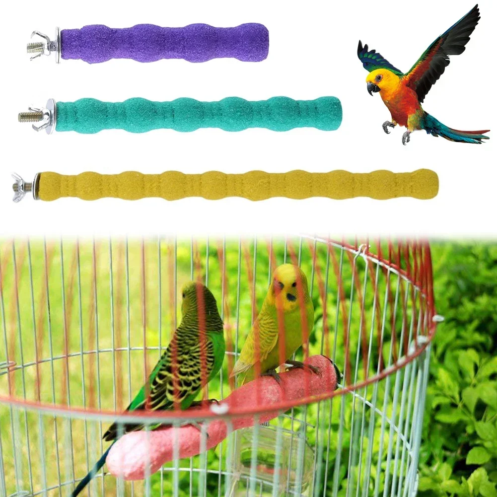 Bird Parakeet Parrot Toy Wooden Stick Sprayed with Colored Sands Grinder Grinding Rod Gripper Pet Supplies