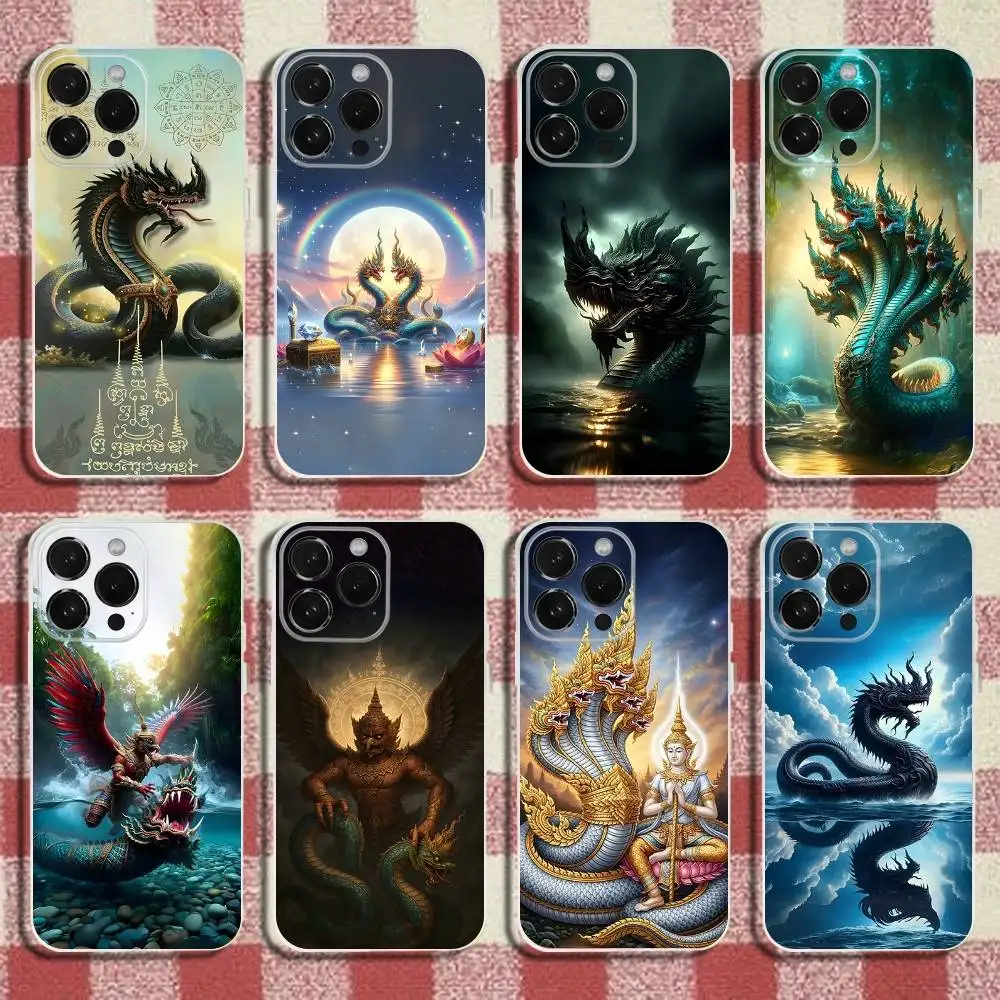 

Thailand Naga Art Phone Case For iPhone 17,16,15,14,13,12,11 Pro,Max,Plus,X,XS,XR,SE,Mini Transparent Silicone Soft