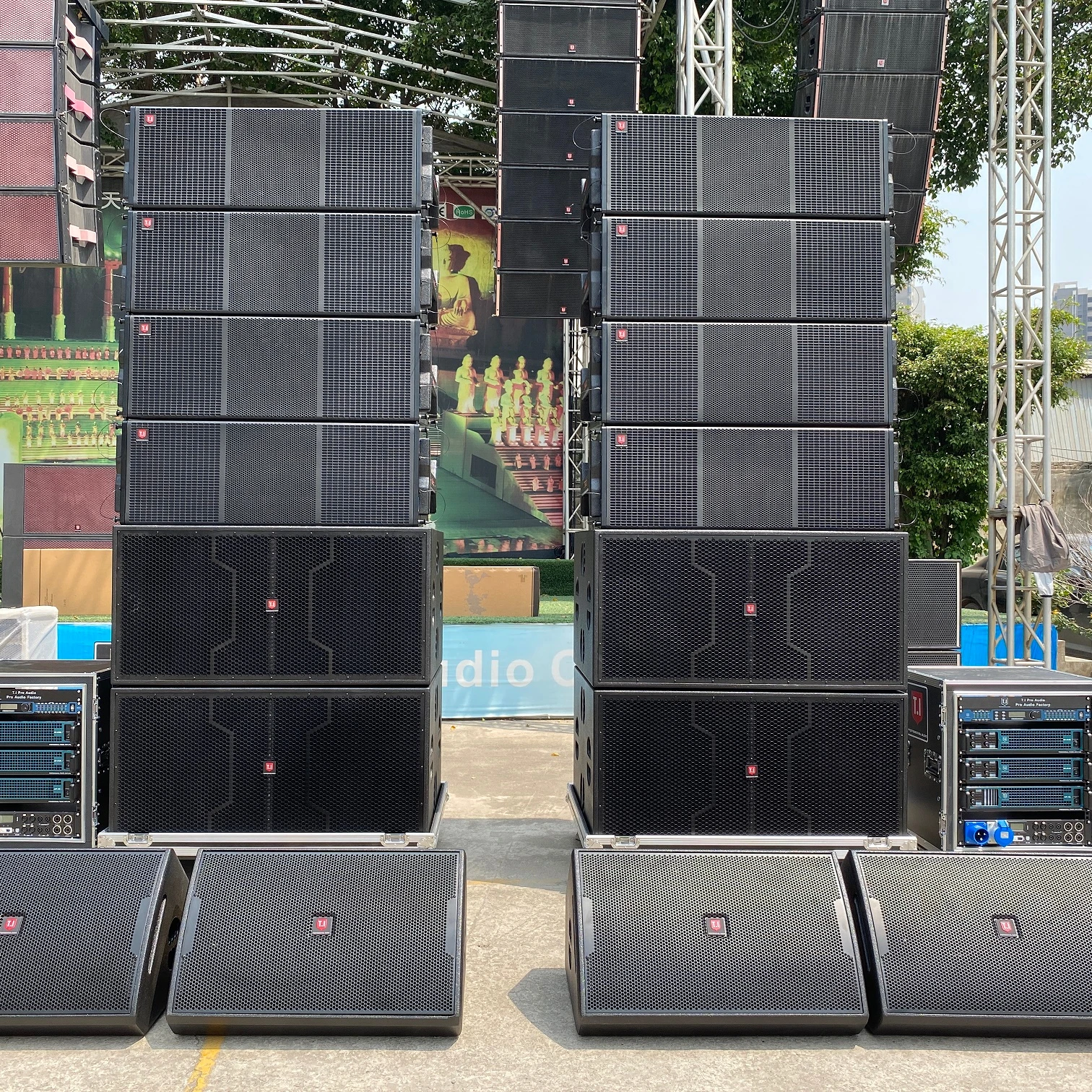Wooden LA212 Dual 12 Inch 2000W Three Way Outdoor Church Concert Line Array Speaker
