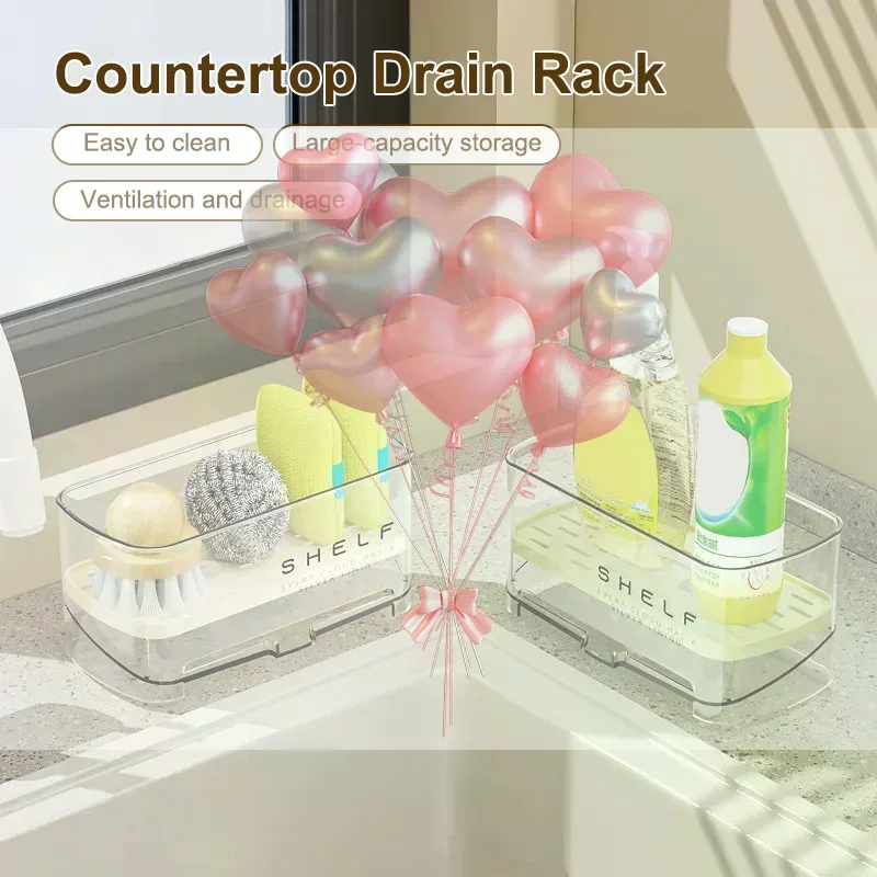 New Rag Rack Kitchen Sink Rack Household Wall-mounted Multi-function Sponge Pool Faucet Storage Artifact With Drain Design 1PC