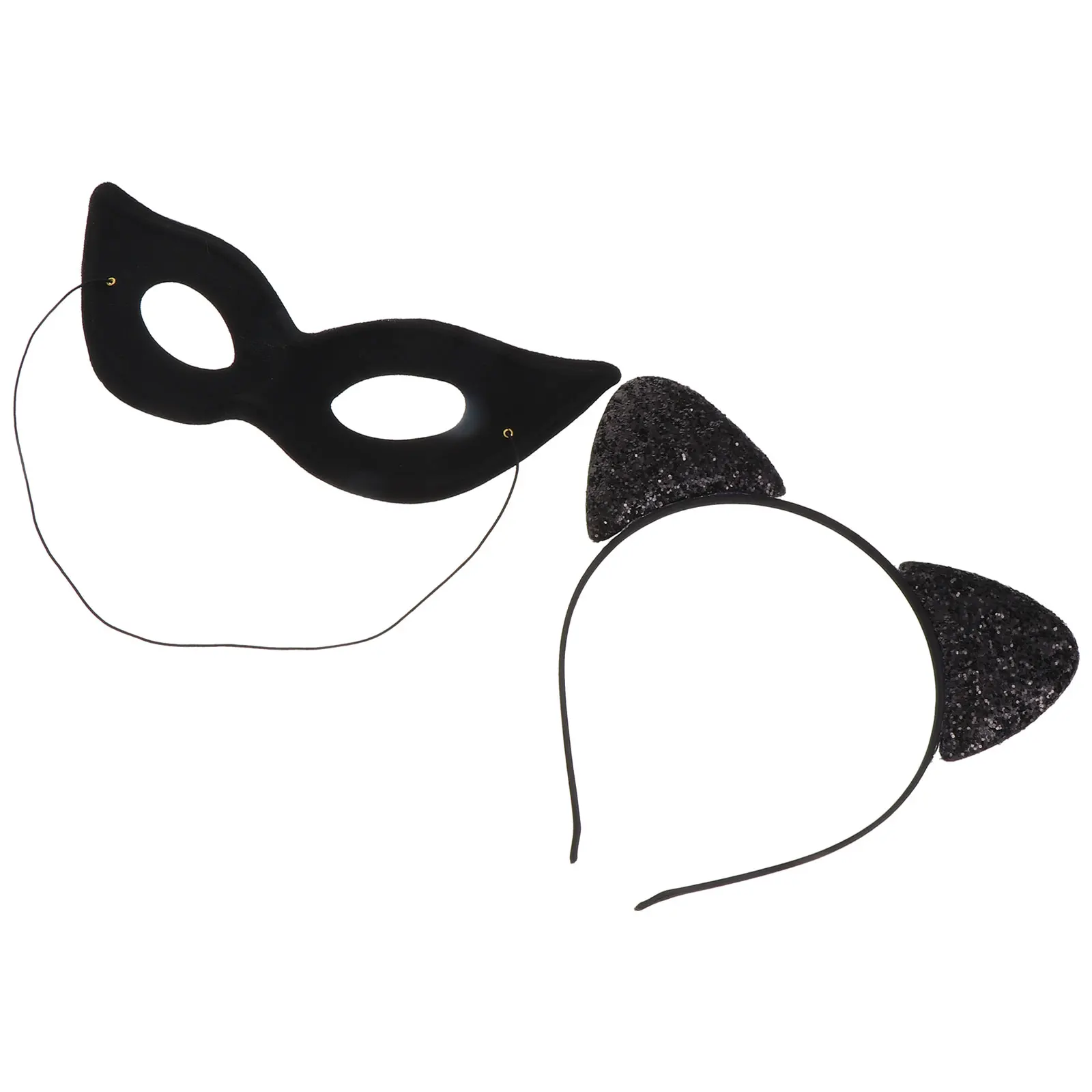 

1 set 1 Set Cat Ears Headband Women Costume Party Halloween Cosplay Prop Eye Mask Festival Prom Daily Wear Hairband For Daughter
