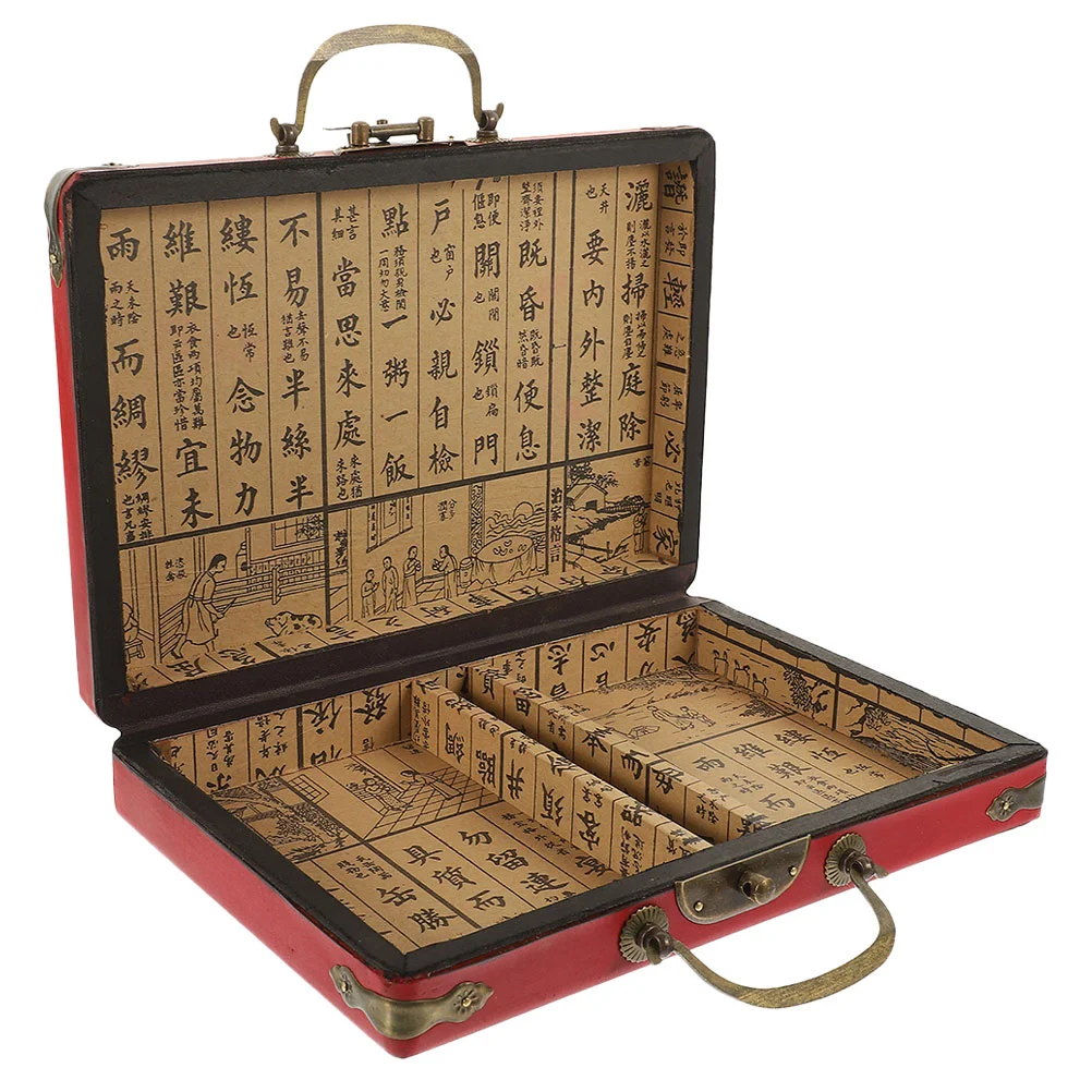 

Retro Box Mahjong No 24 Dormitory Travel Storage Suitcase Household Holder Tiles Container Supplies Wood Gift Boxes