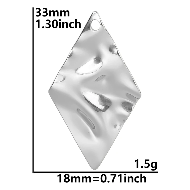 7pcs Stainless Steel Personalized Rhombus Charms for Jewelry Making Creative Irregular Bumpy Design Pendant Handmade Accessories