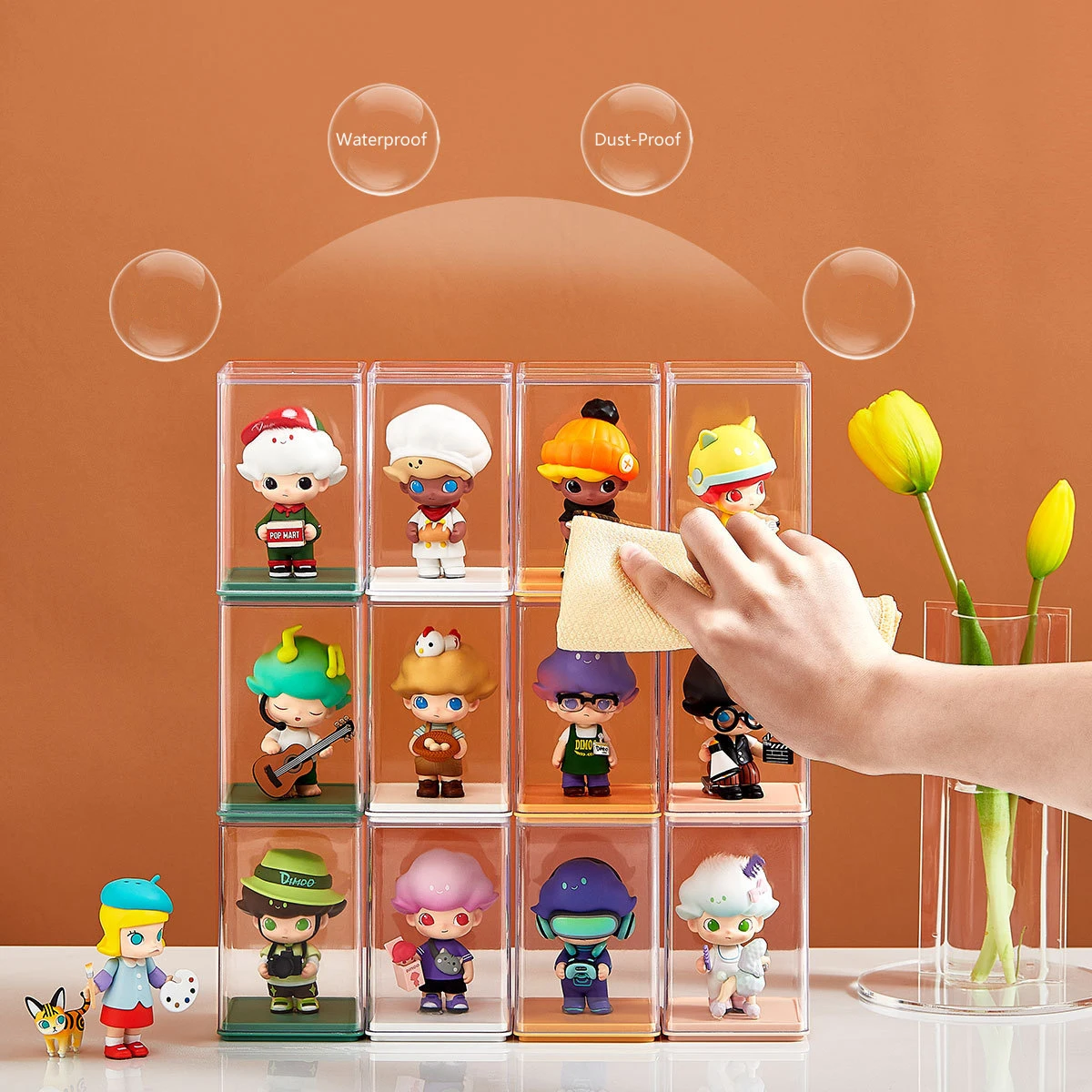 HeMU 2Pcs Transparent Handmade Doll Display Box, Blind Box, Bubble Mart Display Box, Model, Doll Storage, Aerial Box