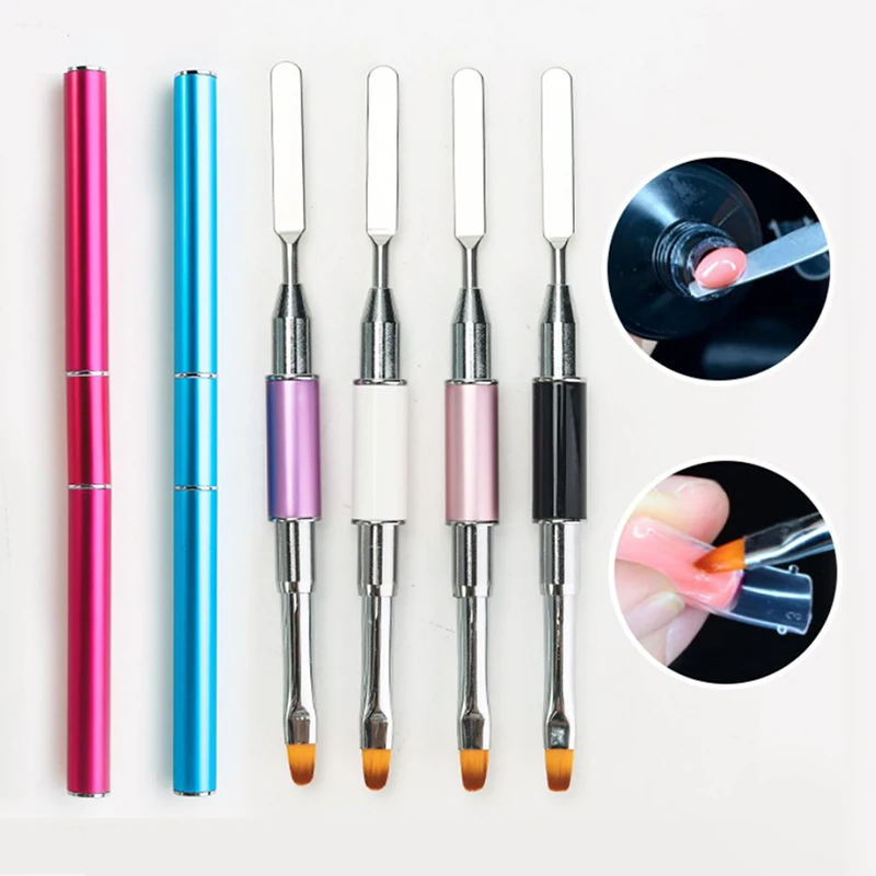 Two-in-one dual-head dual-use nail pen nail brush remover stainless steel tool