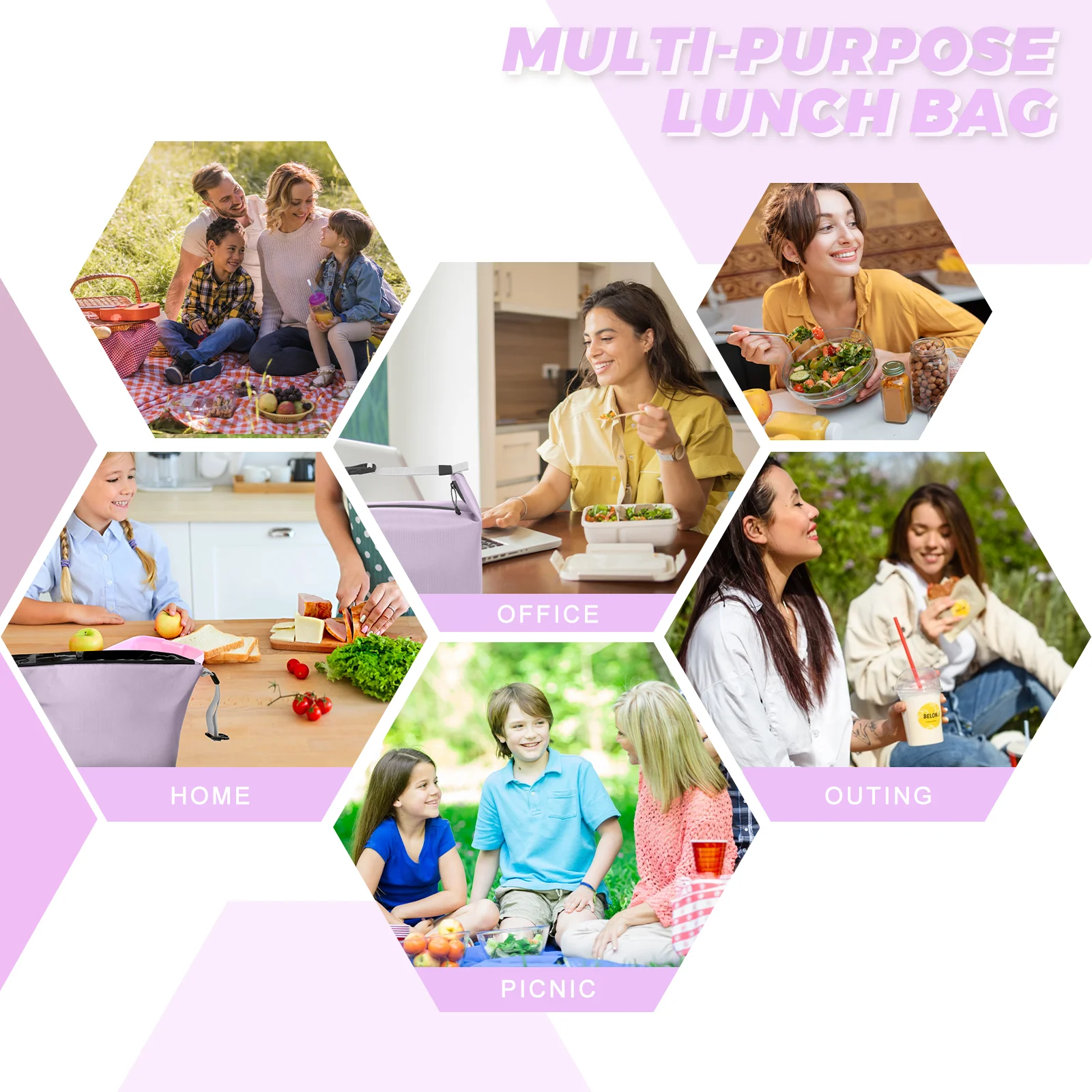 Portable Lunch Bag Woman Insulated Thermal Lunch Box Cooler Handbag Food Bag Carrier For Office School Travel Picnic