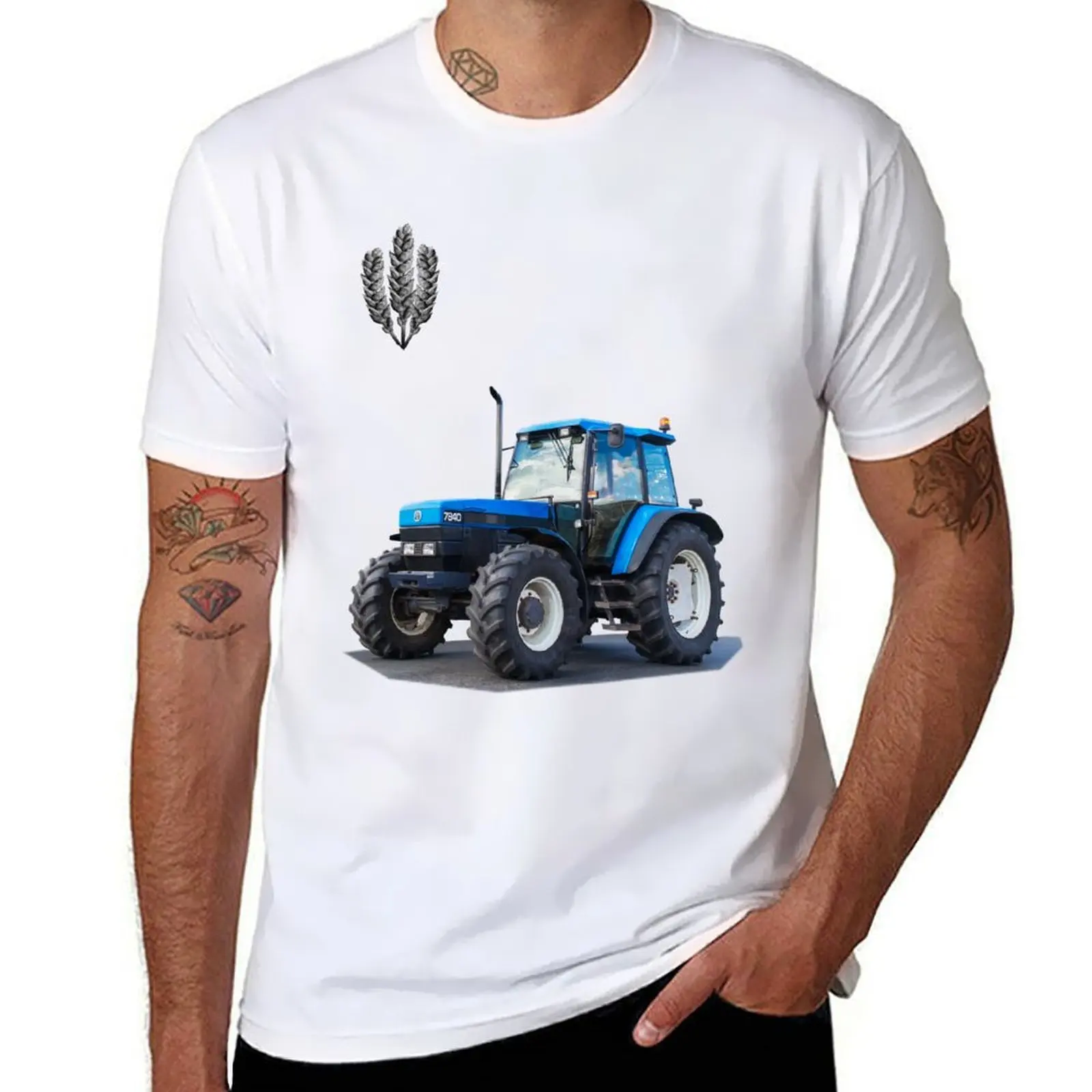 

blue tractor T-Shirt t shirts for man cotton t shirts for man graphic vintage T-Shirt