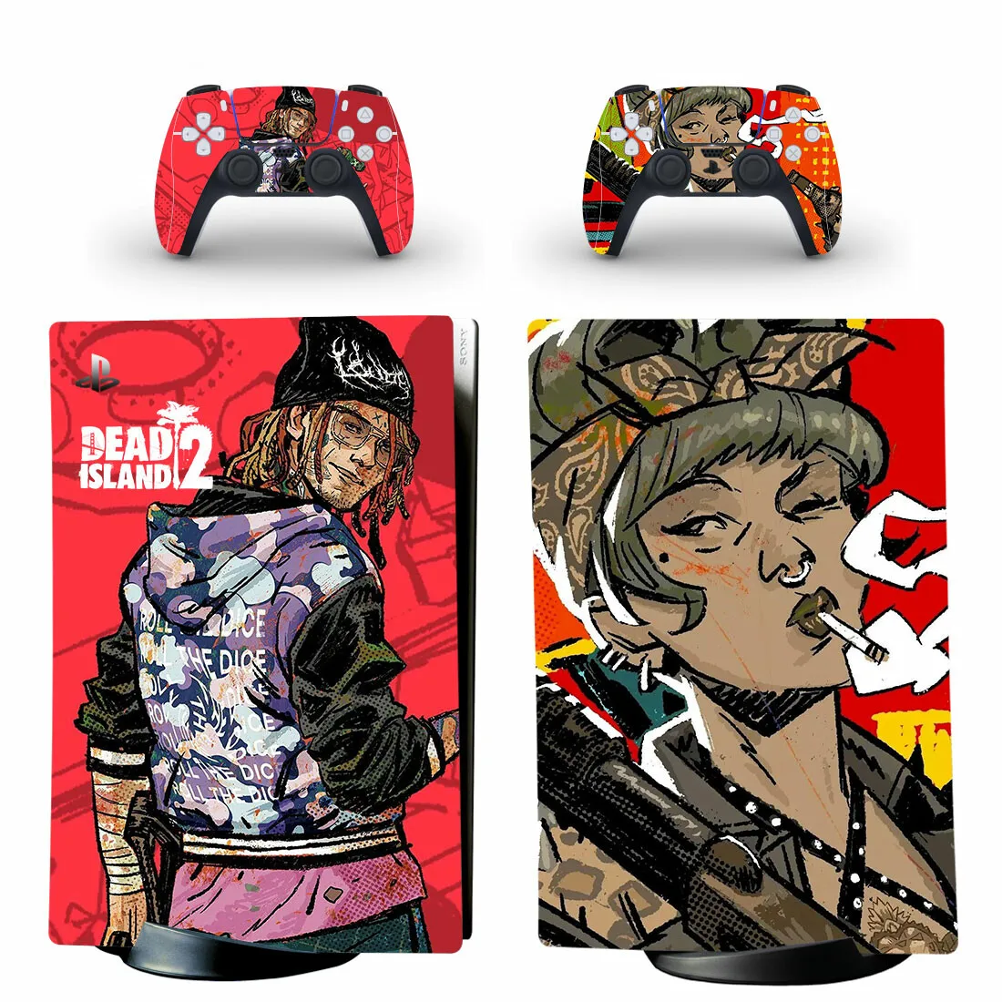 Dead Island 2 PS5 Digital Skin Sticker Decal Cover for Console and 2 Controllers Vinyl Skins