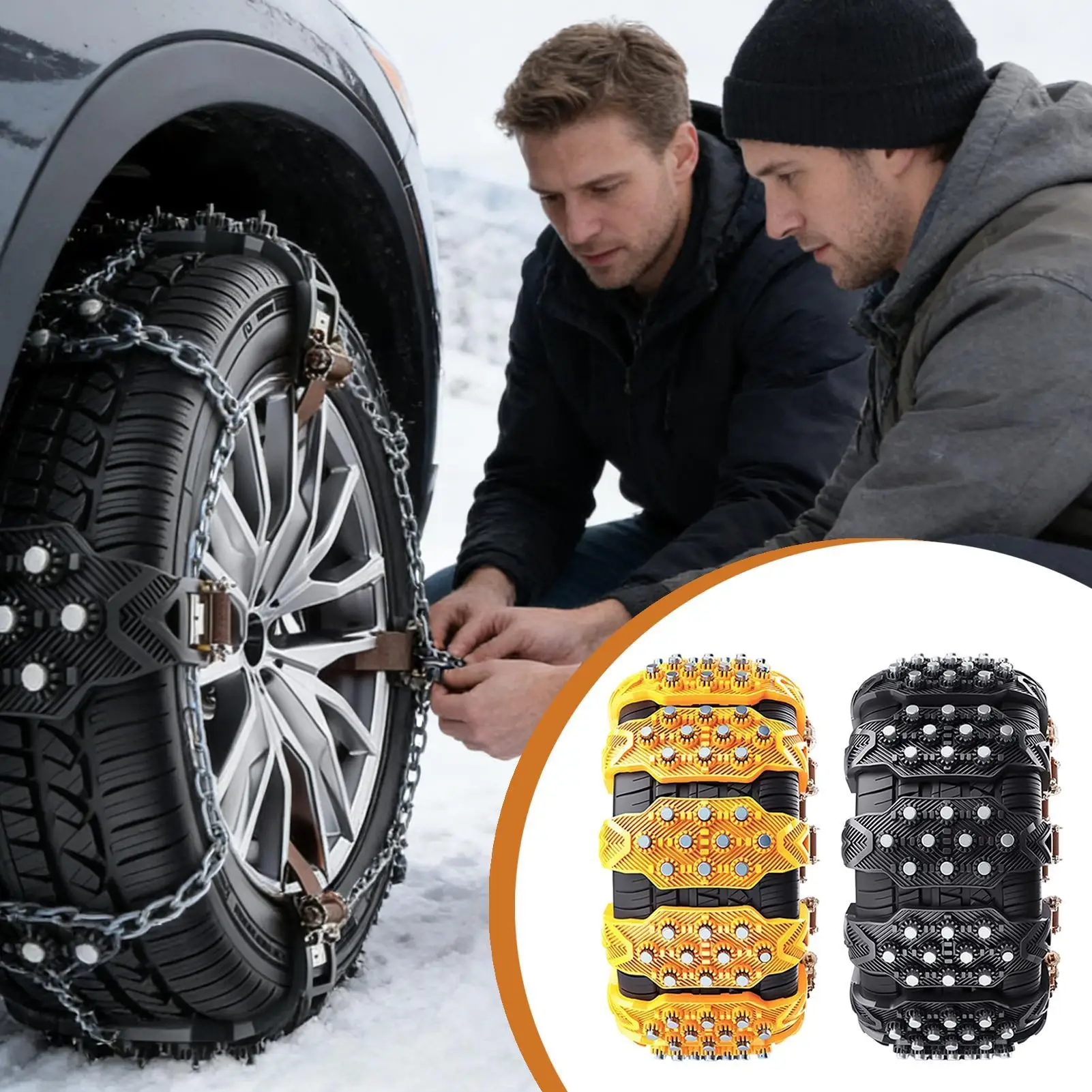 Snow Chains For Car Tires 8 Piece Auto Tyre Traction Grips Adjustable Snow Tire Chains For Suv Truck Pickup Van Sedans