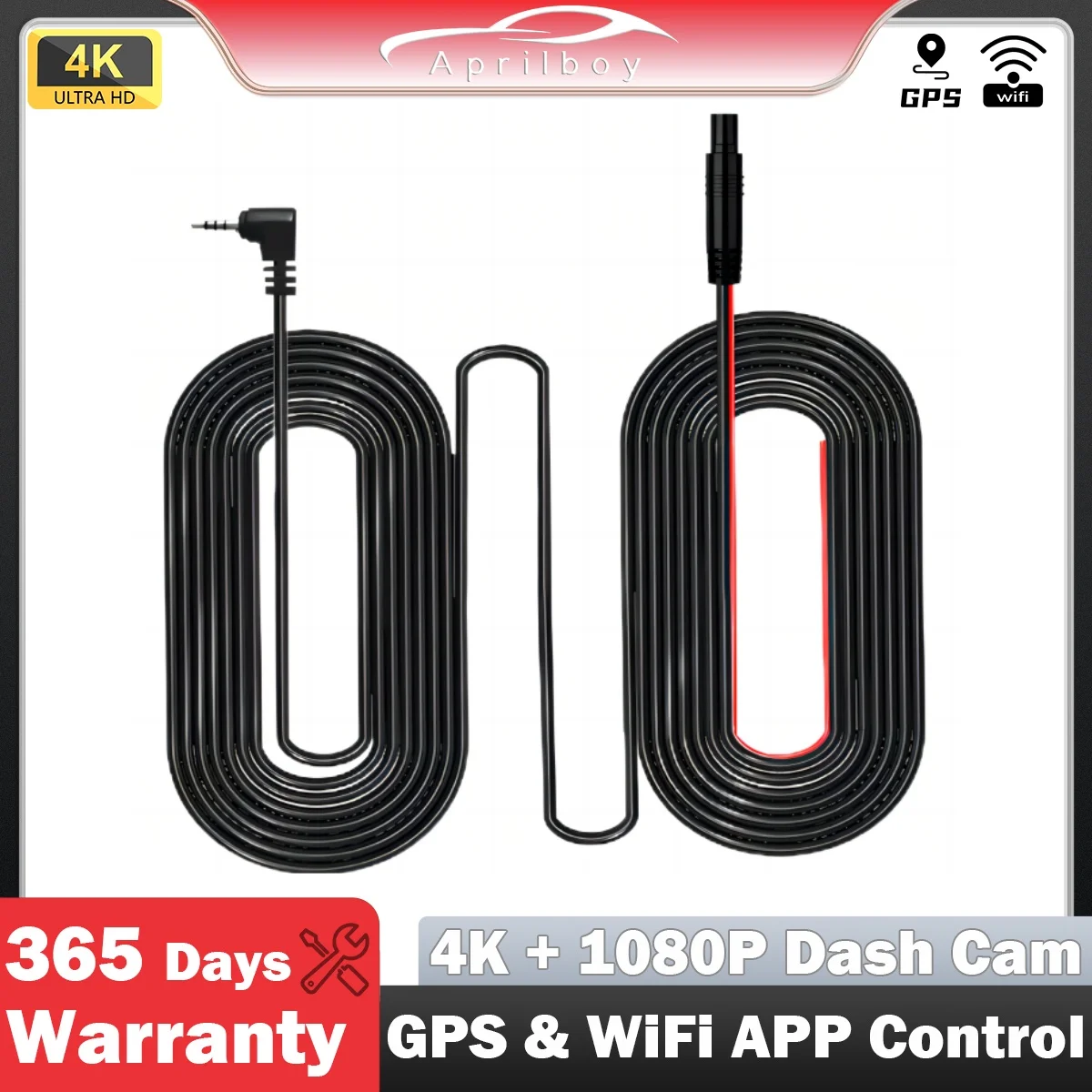 Aprilboy 4Pin 15 Meters Dash Cam Rear View Camera Extension Cable HD Monitor Vehicle Rear View Camera Rear Dash Cam accessories