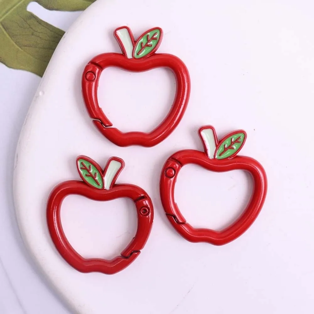 5 Stück Bunte Metall-Karabiner in Apfelform mit Federverschluss, Öffenbare Runde Karabinerhaken, Apfel-Schlüsselanhänger, Hundeketten-Clips, Schmuckherstellungszubehör – Detail 4