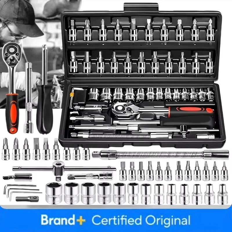 46pcs NEW Car Repair Tool Kit 46 Piece/Set Socket Set Car Repair Tool Ratchet Torque Wrench Combo Auto Repairing Tool Set Amagi image 3