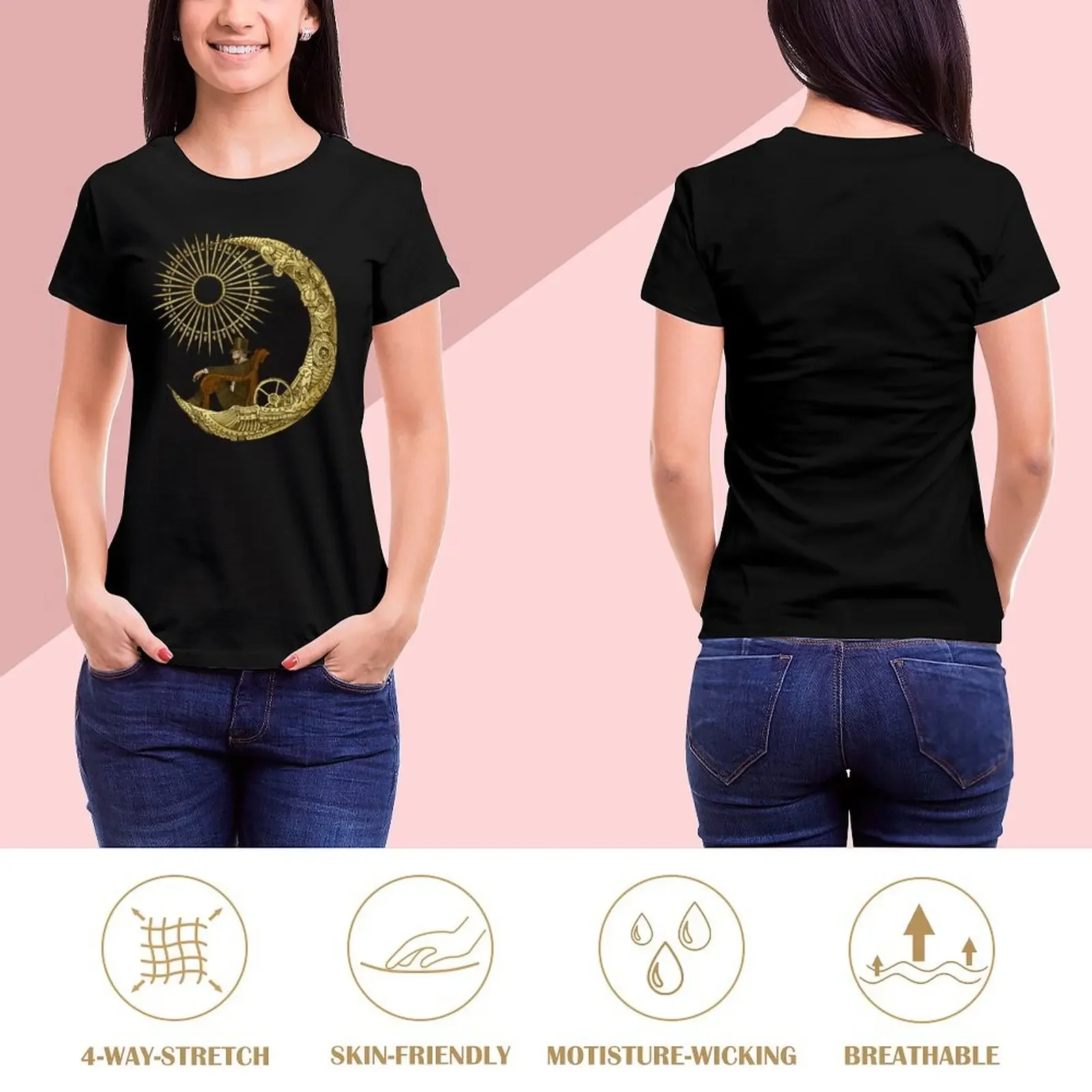 Moon Travel T-Shirt korean fashion customizeds t-shirt dress for Women plus size sexy