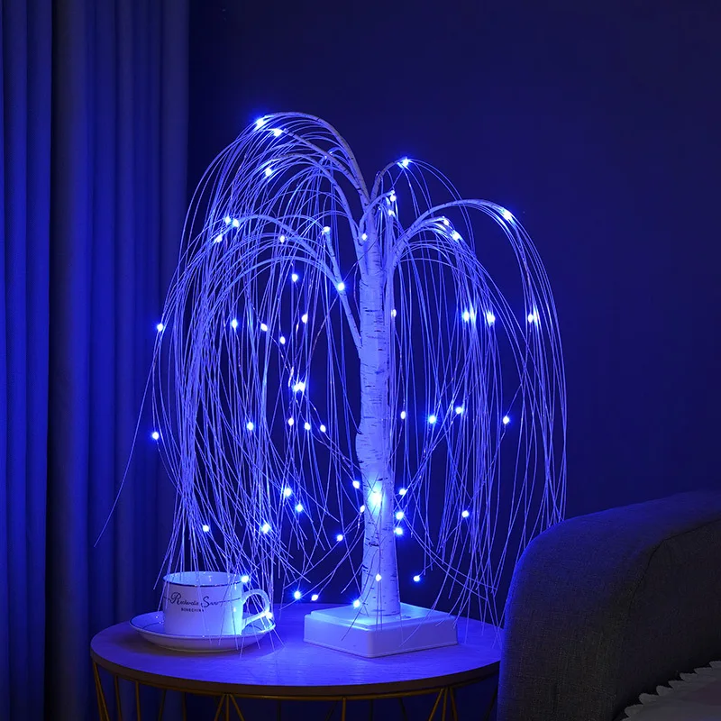 LED Willow Night Light Gypsophila RGB Tree Remote Table Lamp For Home Bedroom Wedding Christmas Indoor Decor Bedside Fairy Light