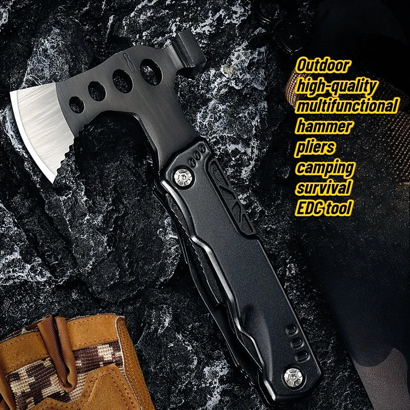 

New Outdoor Multi Functional Stainless Steel Hammer Tactical Axe Portable Camping Hiking Survival EDC Tool