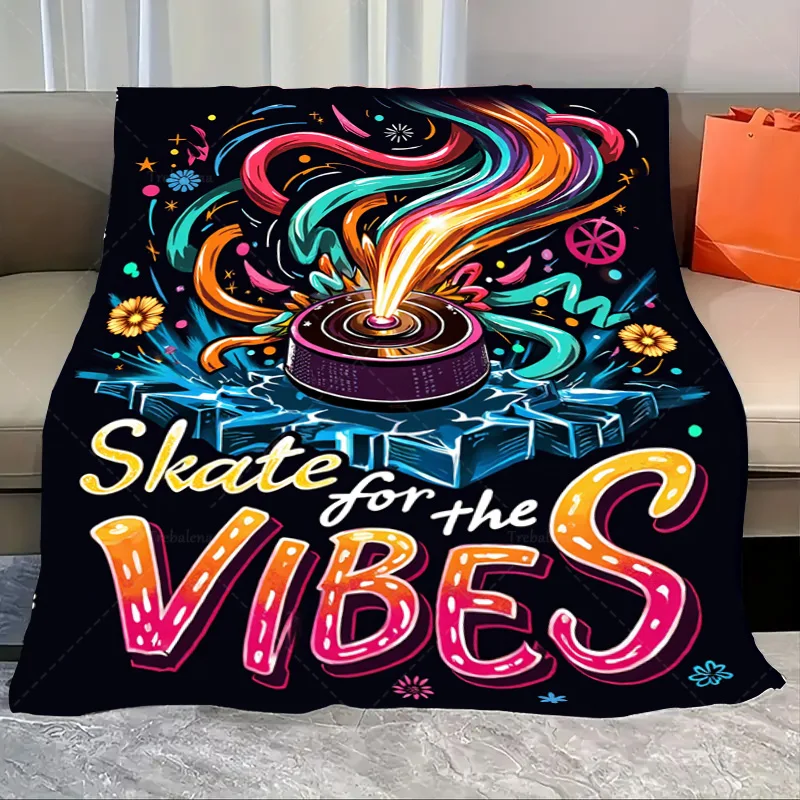 

1 шт. фланелевое одеяло «Скейт для вибрации»: красочное одеяло для скейтборда для уютных вибраций»