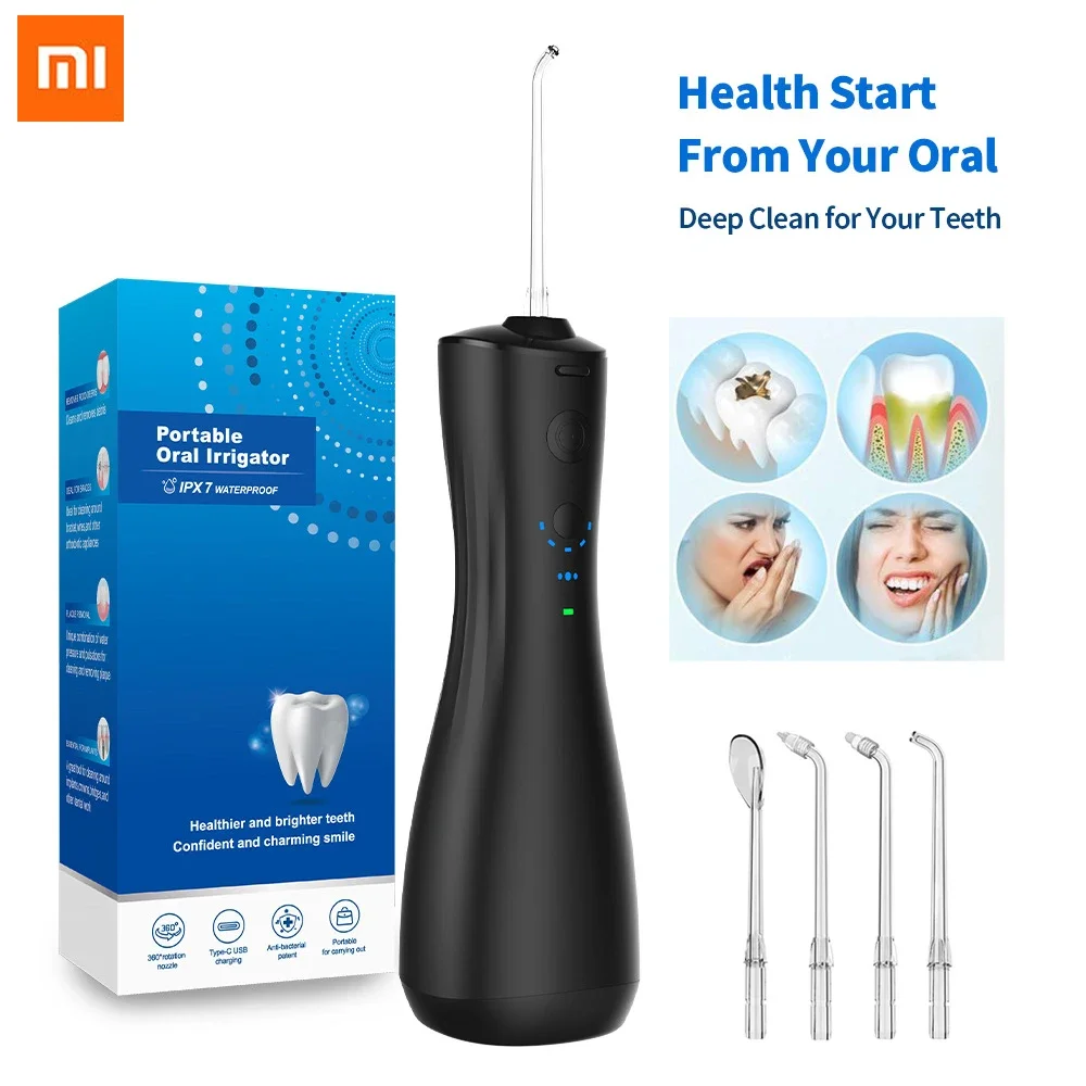 Xiaomi Oral Irrigator 250ml Water Tank Electric Dental Water Jet 6 Mode IPX7 Waterproof Ejected Flushing Portable Teeth Cleaner