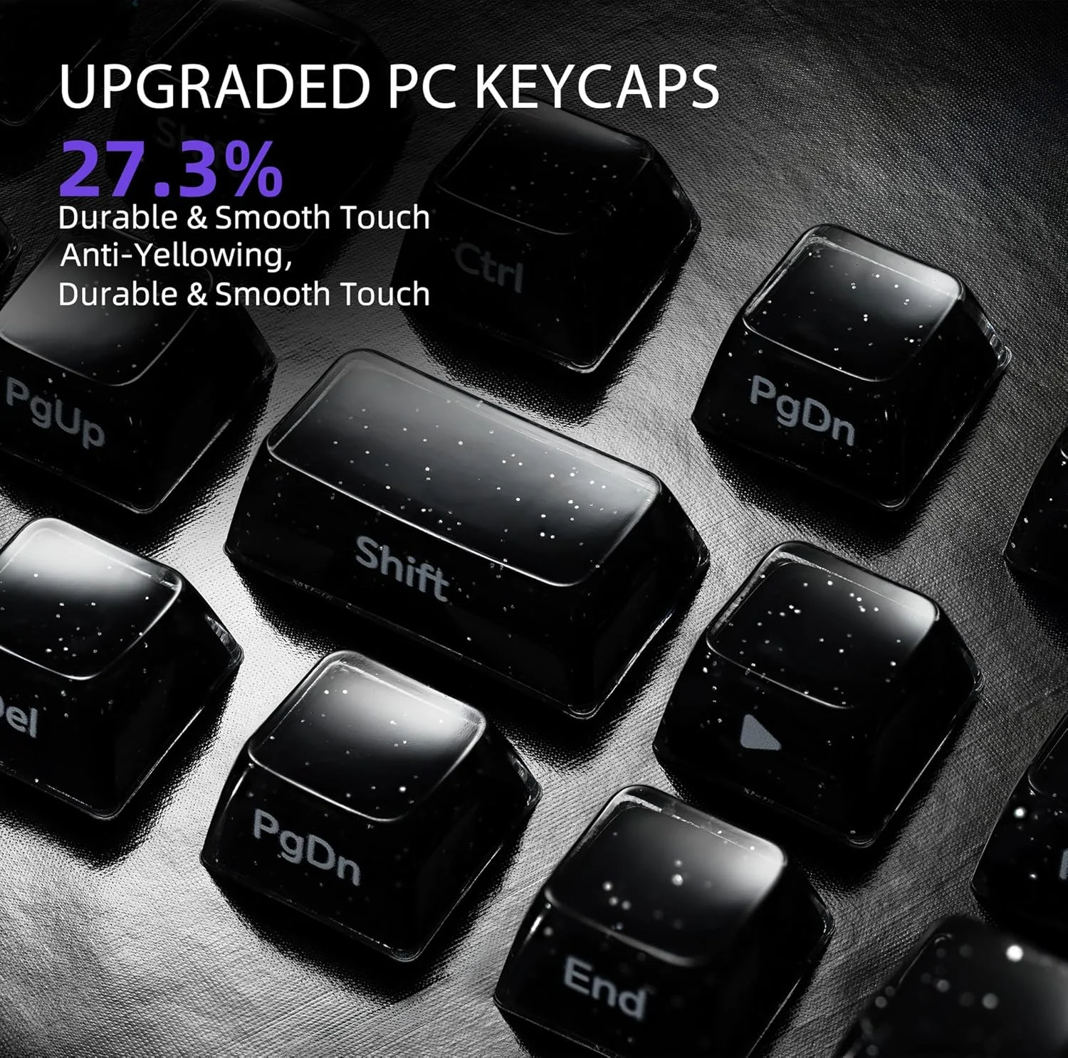 120Jelly Black Keycaps for the Above Keys, Crystal Starry Sky Keycaps, Glitter Side Engraving, ABS+PC+Glitter Powder