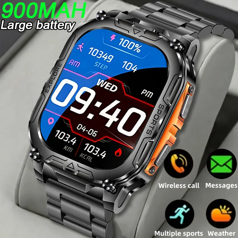 

2025 Новые военные умные часы T-Rex 3, большая батарея емкостью 1000 мАч, водонепроницаемый светодиодный фонарик 10 АТМ, спортивный трекер, умные часы