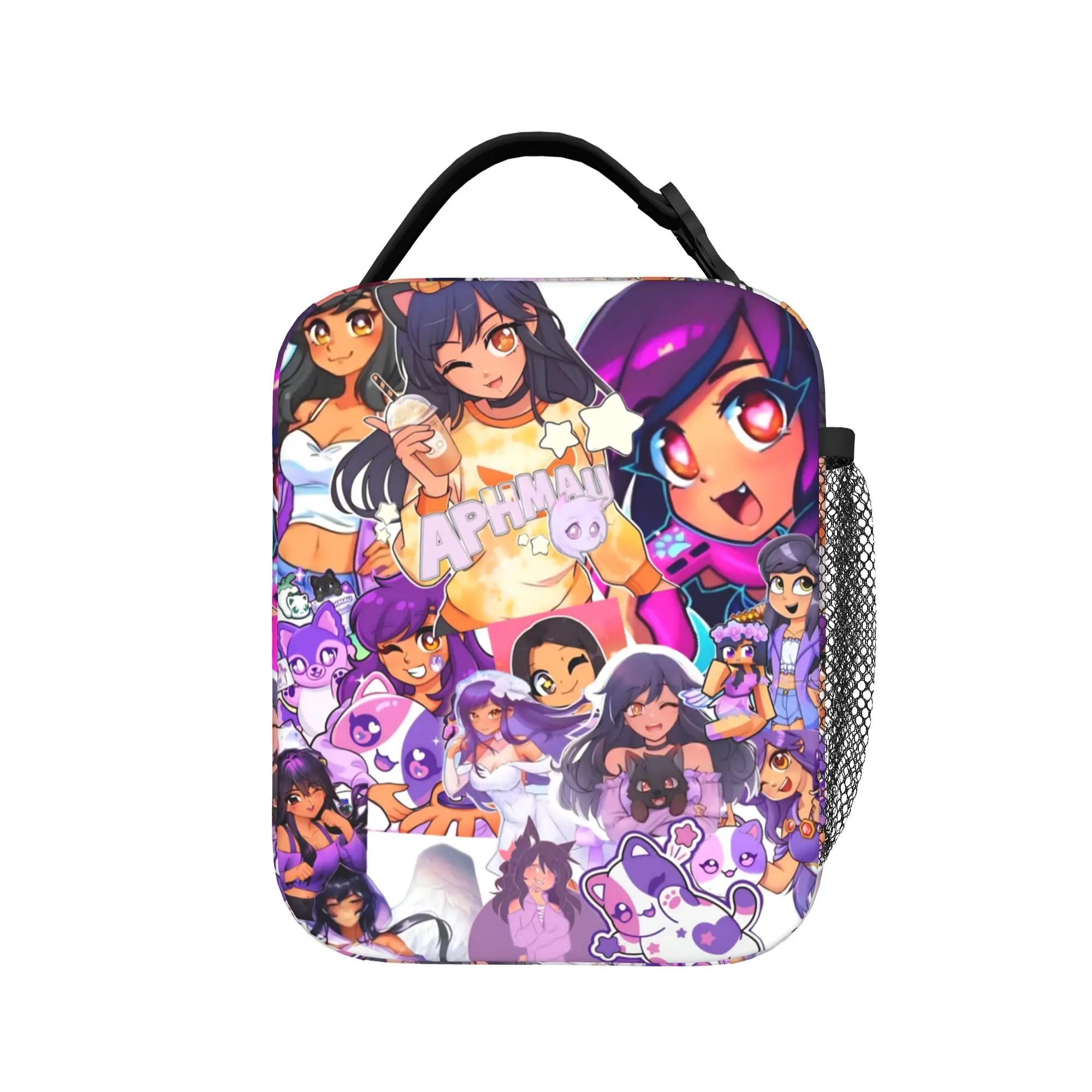 A-Aphmau Cartoon Insulated Lunch Bag for Men Women  Food Bag Portable Thermal Cooler Lunch Box For Work