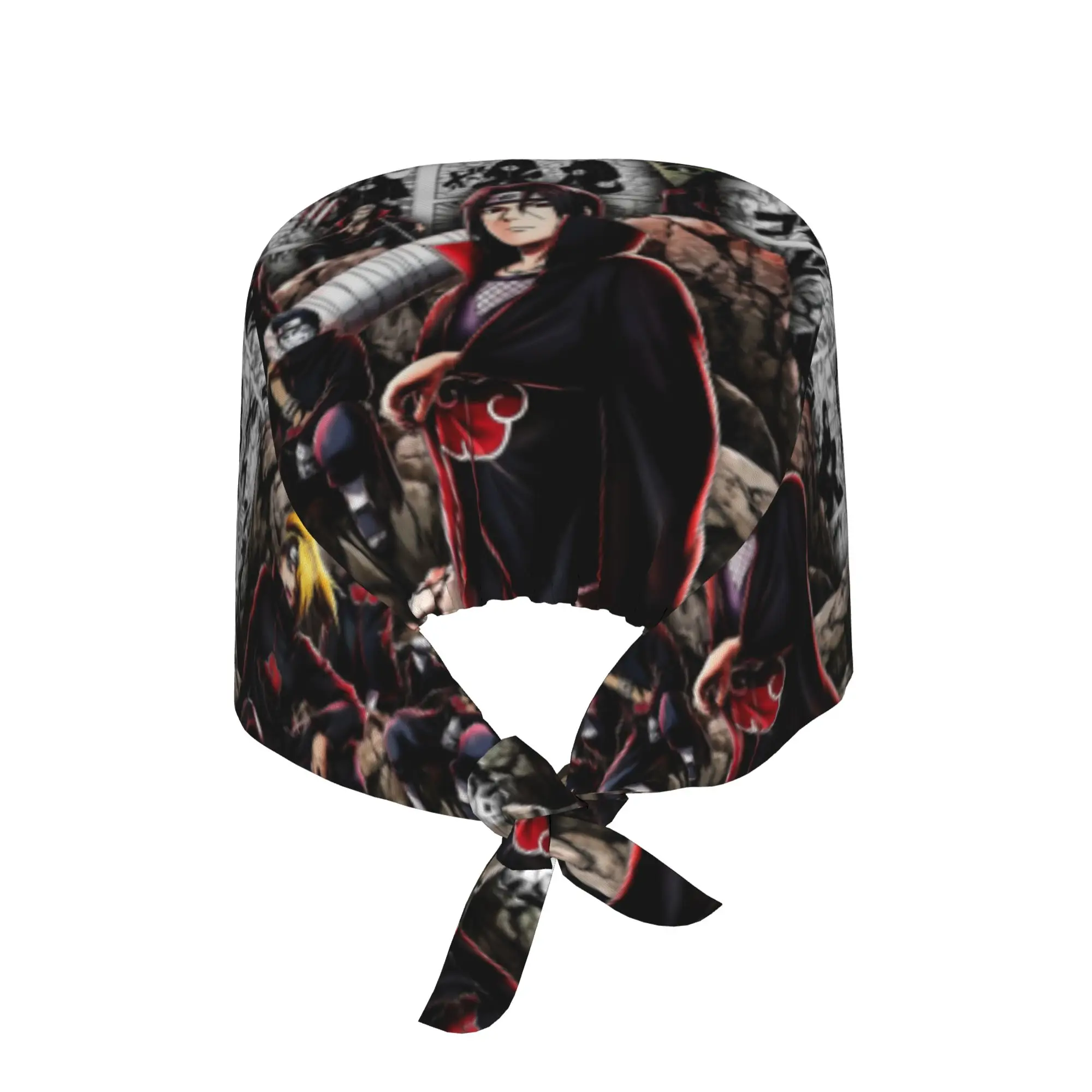 Custom N-Narutoes Uchihas Sasukes Breathable Nursing Work Cap Unisex Nursing Hair Hats Cool Comic Work Scrubs Hat for Hospital