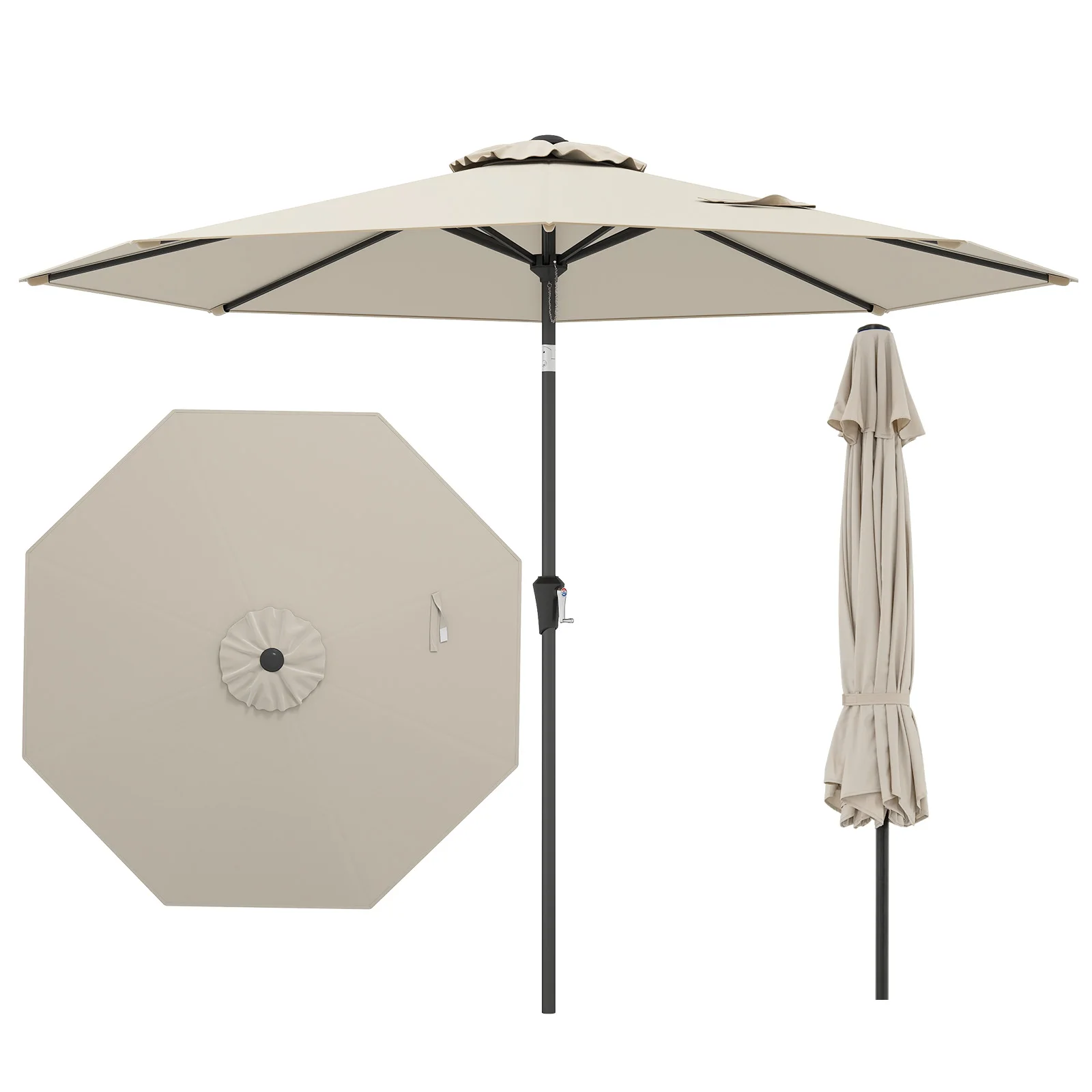 

GOPLUS 9FT Patio Umbrella Patio Market Steel Tilt W/ Crank Outdoor Yard Garden