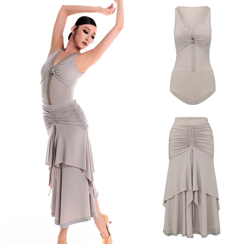 

Современные танцевальные костюмы для взрослых, женские костюмы для выступлений в латиноамериканских танцах, одежда для соревнований по бальным танцам для взрослых, сценическая одежда SL15269