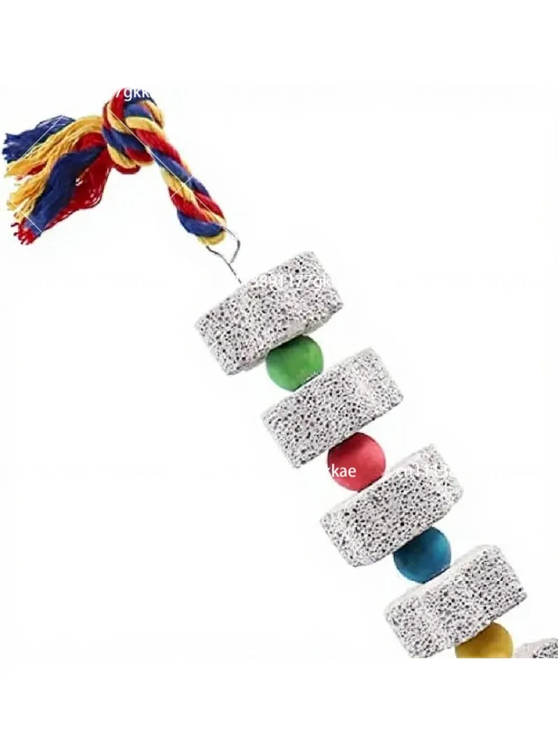 2 Pack Parrot Chewing Toy with Bells Beak Grinding Stone for Budgies Hamster Rabbit
