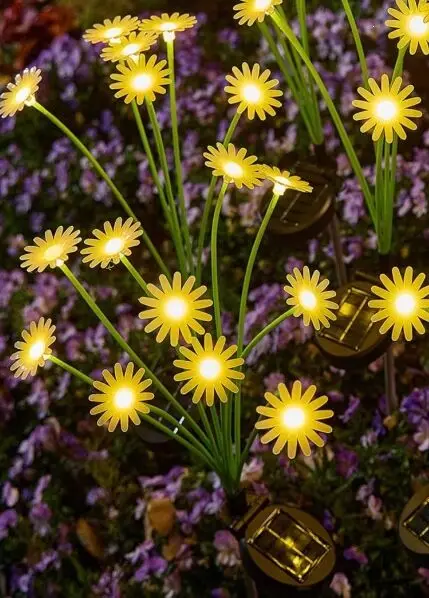 Outdoor Solar Daisy Garden Lights, Waterproof LED Landscape Lights. Perfect for Decorating Backyards, Lawns and Paths to Create