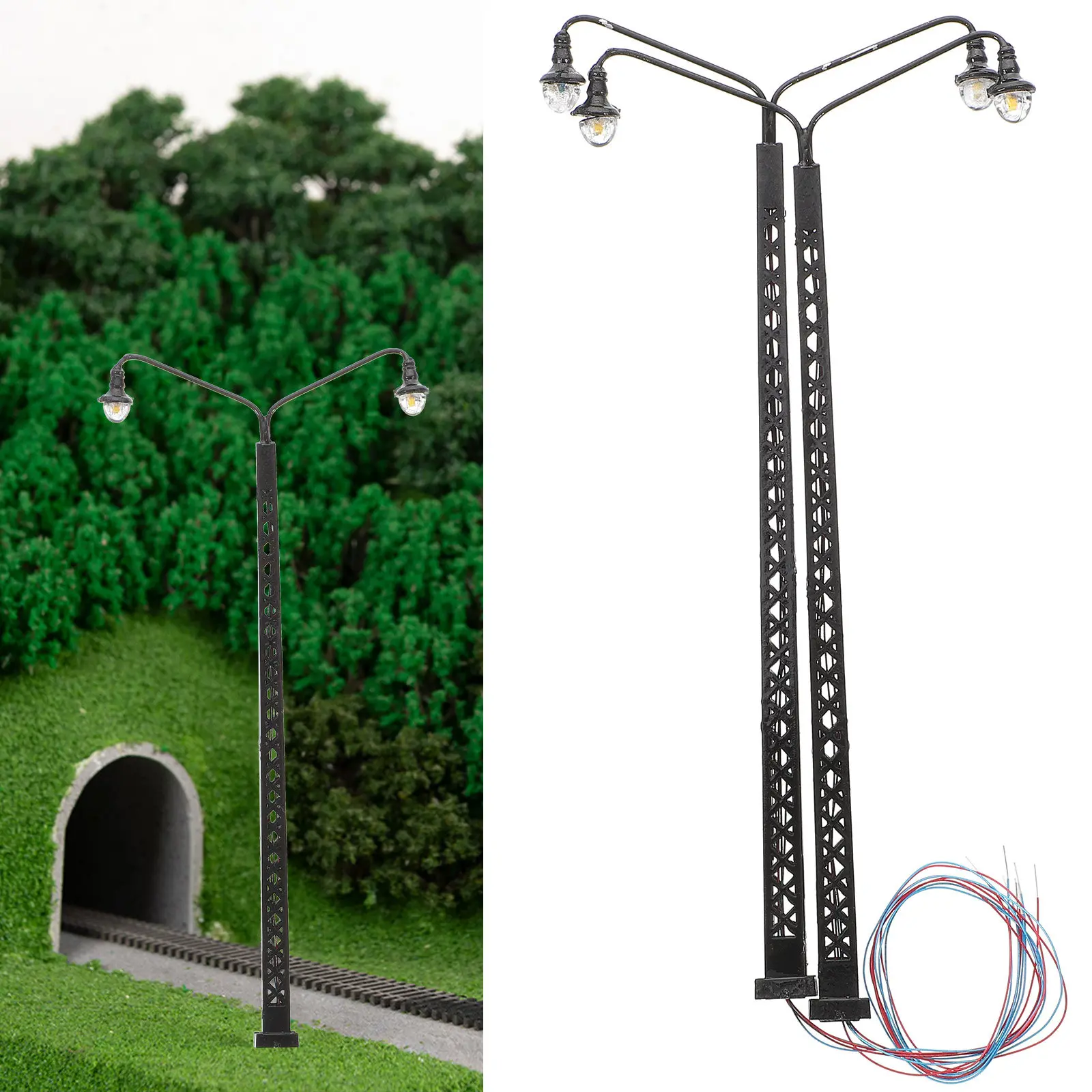 

2Pcs Mini Railroad Light Stainless Steel ABS Sand Table Lighting for Micro Landscaping Scene Decor Rail Train Layout Supply