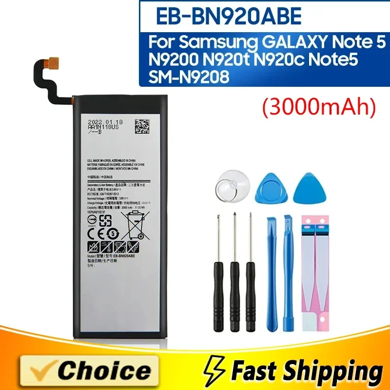 

EB-BN920ABE, EB-BN920ABA, новый сменный аккумулятор для телефона, для Samsung GALAXY Note 5 N9200 N920t N920c Note5 SM-N9208, 3000 мАч