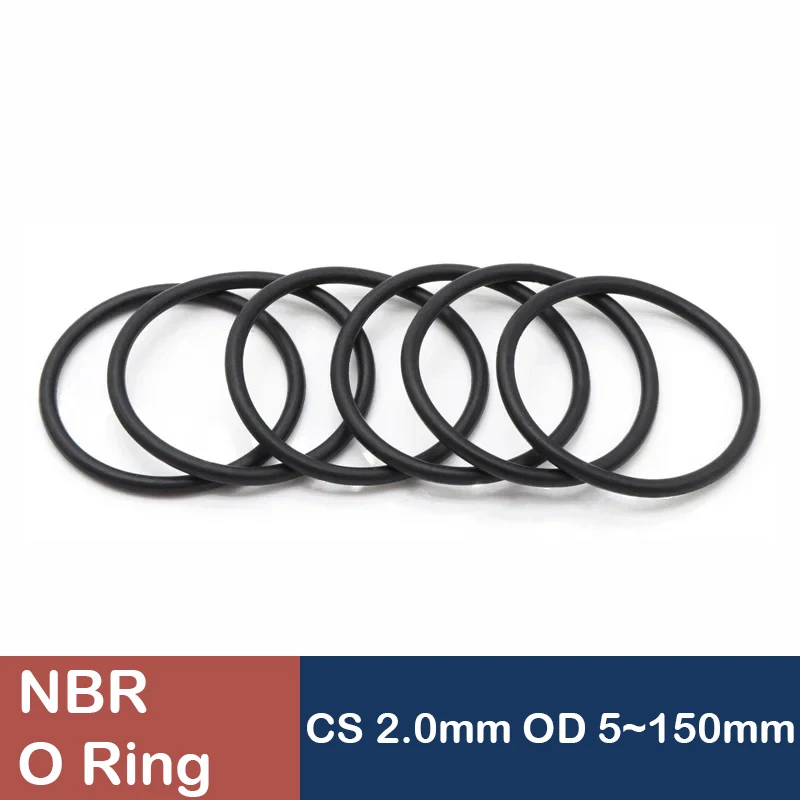 

10/50Pcs Black NBR O Ring Gasket Thickness CS 2mm OD 5~150mm Nitrile Rubber Corrosion Oil Resist Sealing Washer